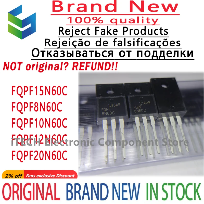 50PCS Original New FQPF8N60C FQPF 8N60C FQPF10N60C 10N60C FQPF12N60C 12N60C FQPF15N60C 15N60C FQPF20N60C 20N60C Mosfet