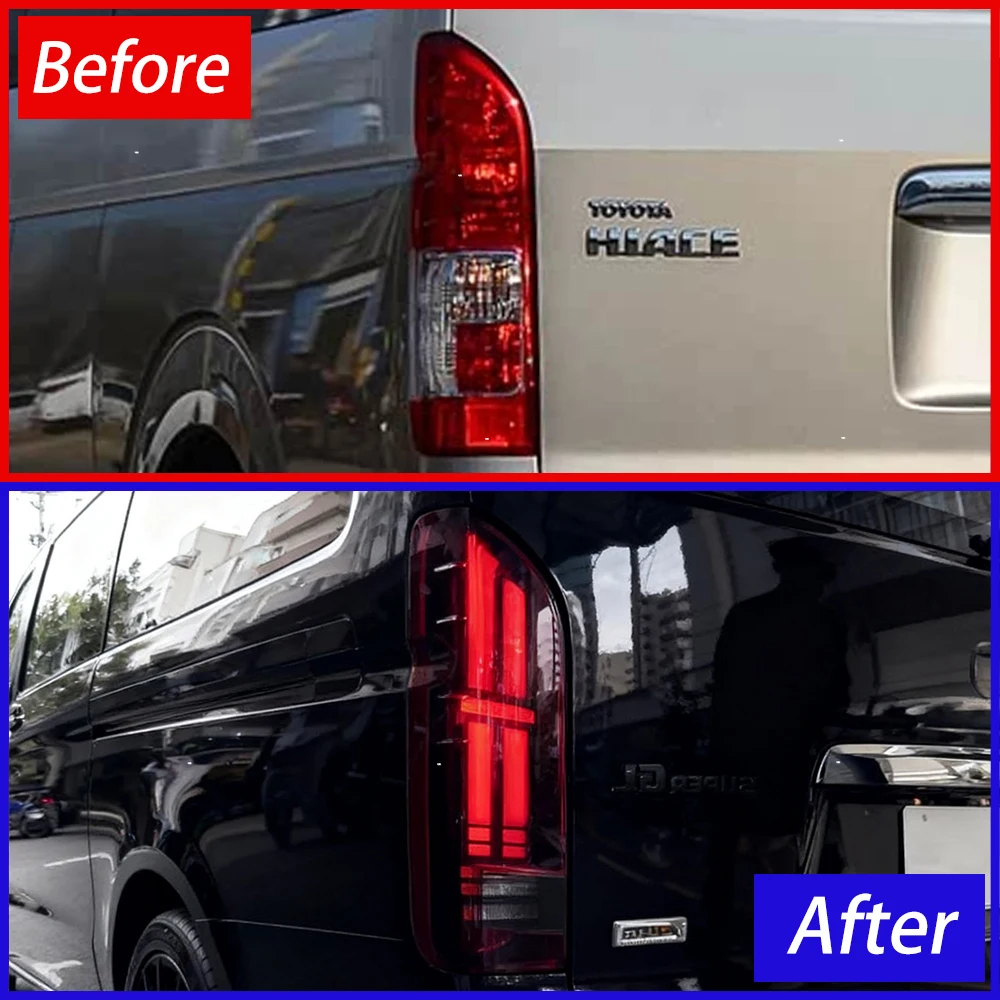 For Toyota Hiace 2005-2018 Auto Back Lamps Assembly Upgrade New style Dynamic LED Taillights Plug and Play Car Accessories