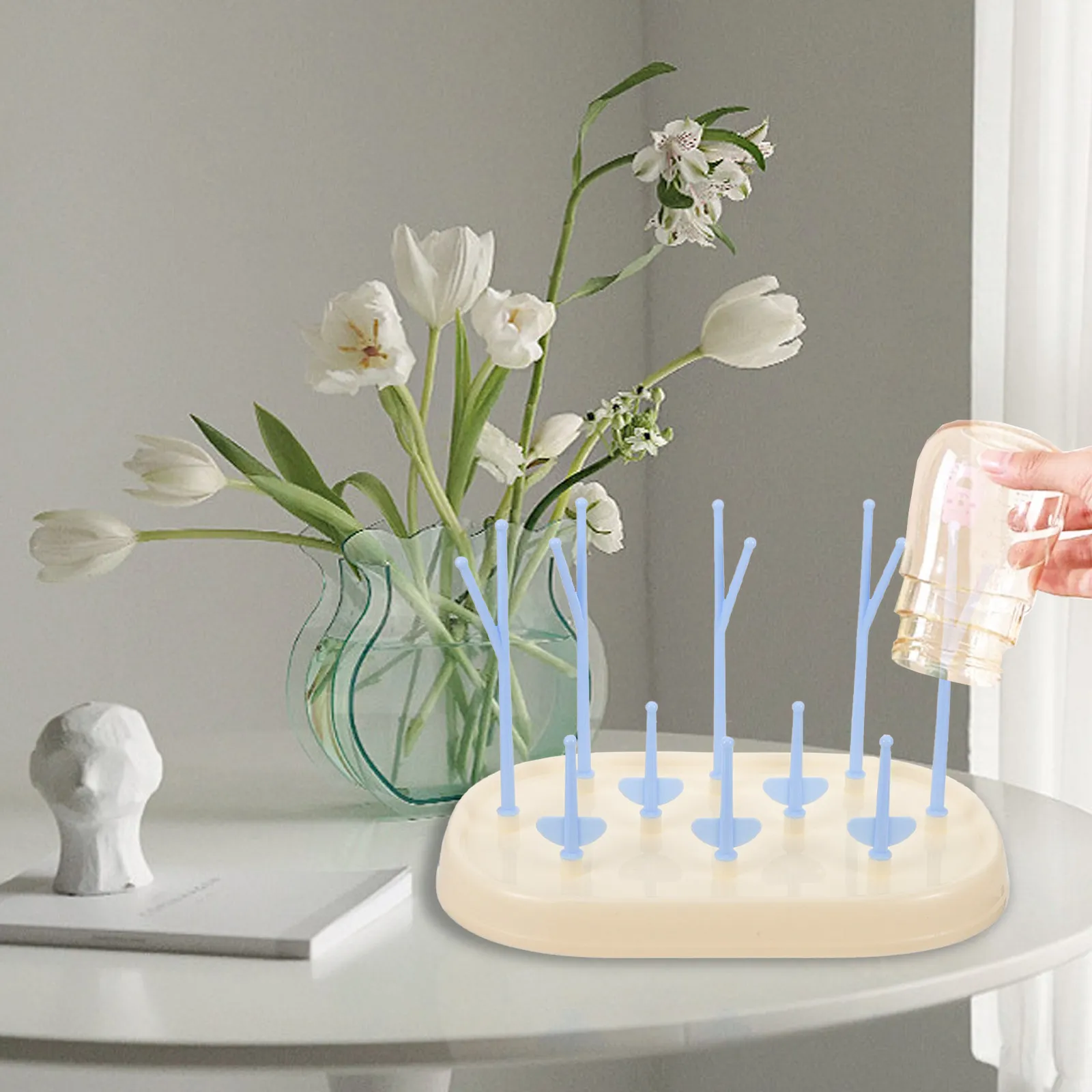 

Heavy Duty Baby Bottle Rack Dryer for 8 Bottles Detachable Adjustable Pegs Sippy Cups Toddler Bottles Nipples Straws Pacifiers