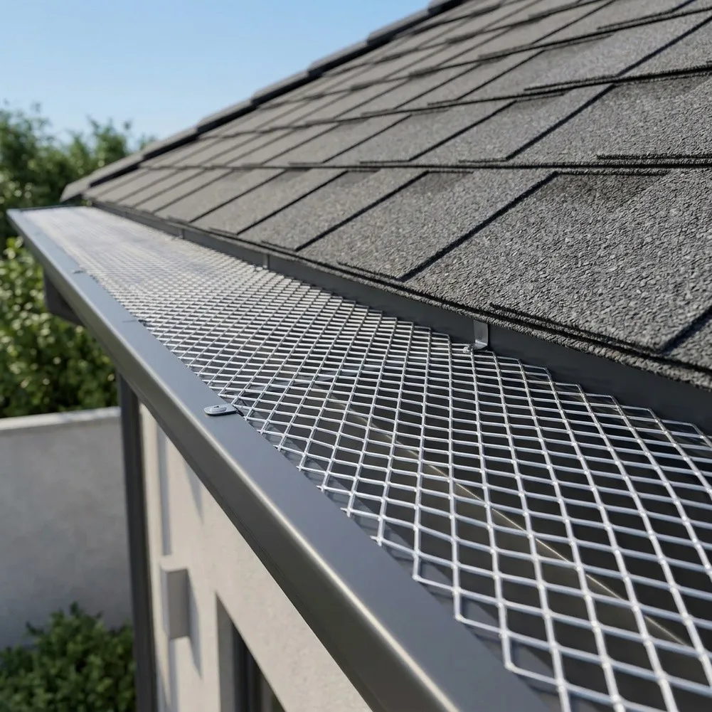 Leaf Filter Gutter Guard Screen Made of Aluminum Alloy for Outdoor Gutter Installation 12.7 cm x 600 cm Silver Finish