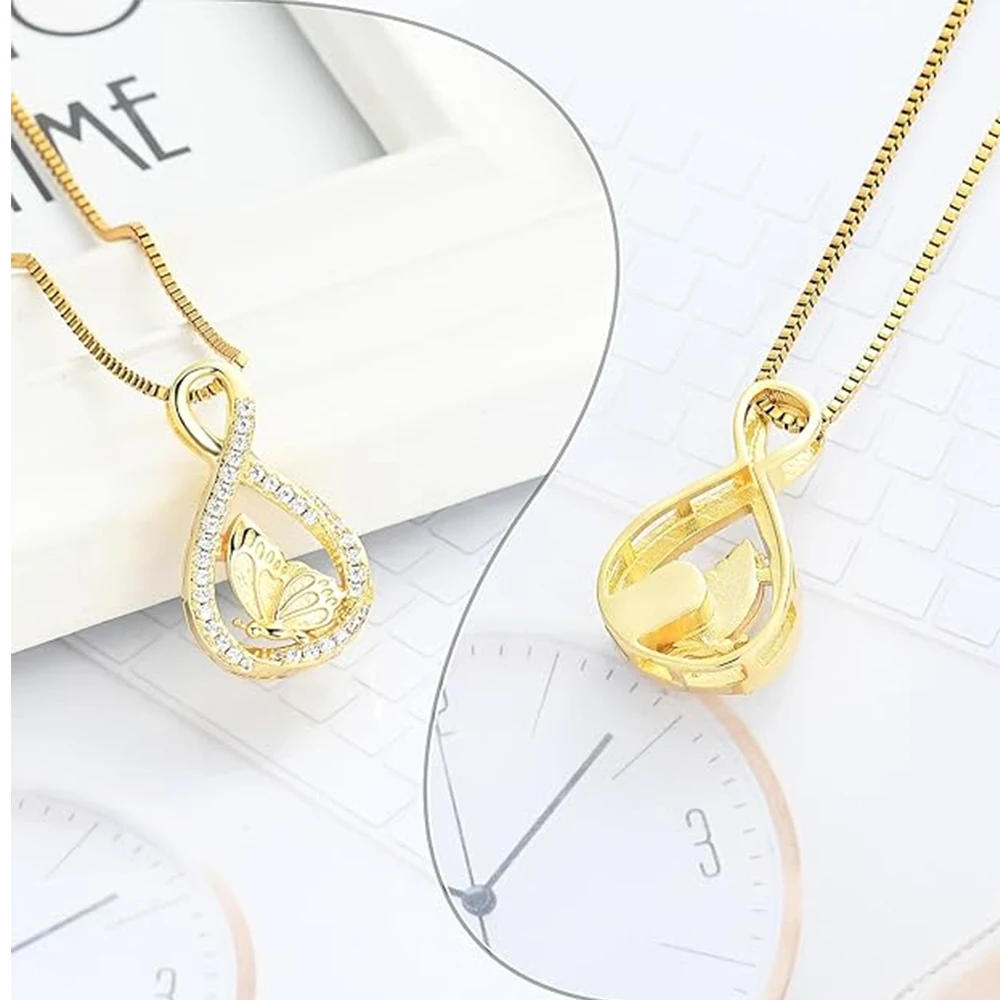Butterfly Cremation Jewelry for Ashes Infinity Urn Necklaces for Ashes Pendant Locket Keepsake Memorial Jewelry for Urns