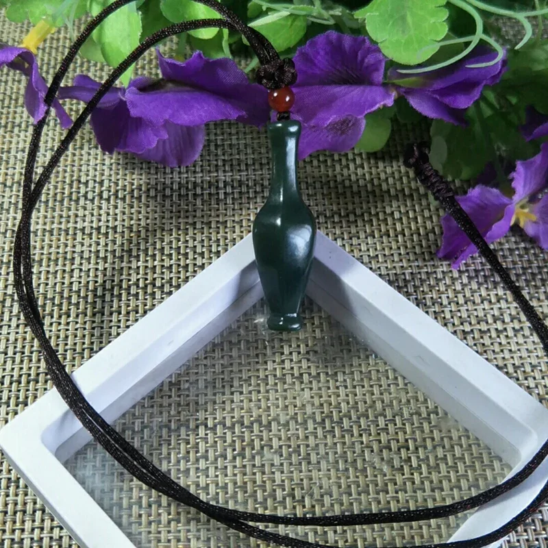 Natural Hetian Jade Safety Flower Vase Jade Pendant Jewelery Lucky Exorcise Evil Spirits Auspicious Amulet Fine Jewelery