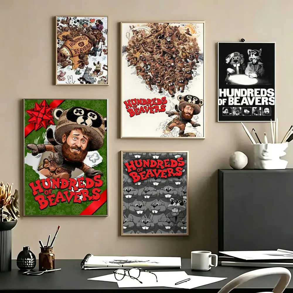 movie Hundreds of Beavers Poster Poster HD Self Adhesive Waterproof Art Print Wall Decor for Bedroom Living Room Home Gift