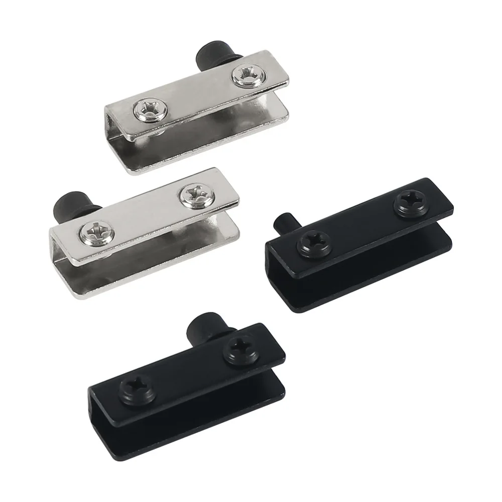 طقم مكون من قطعتين من رموز زاوية CT الزجاجية، أسود، لون النيكل، مفصلات أبواب دوارة، مفصلات محور الباب الزجاجي، حديد، أجهزة الأثاث