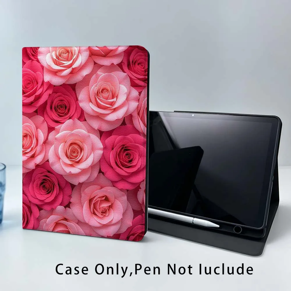 Pink rose pattern Soft For Samsung Galaxy Tab S11 S10 S9 S8 S7 S6 A9 A8 A11 Lite FE Plus Pen Tray Tablet Case 3