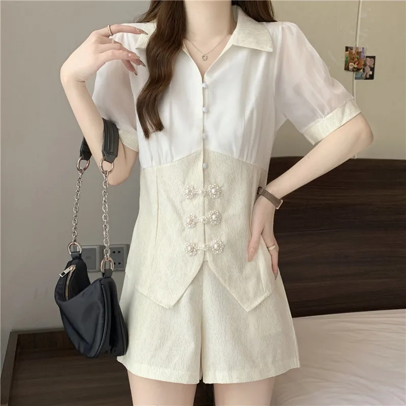 

New Chinese Style Summer New 2025 Design Sense Fashion Top Shorts High end Light Luxury Temperament Elegant Two Piece Set