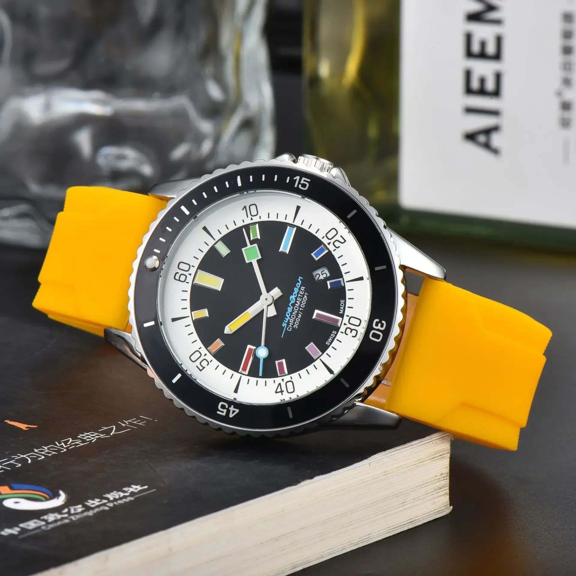 2024 novo relógio automático masculino de luxo, movimento japonês nh36, cristal de safira, aço inoxidável 42mm, 200m à prova d'água