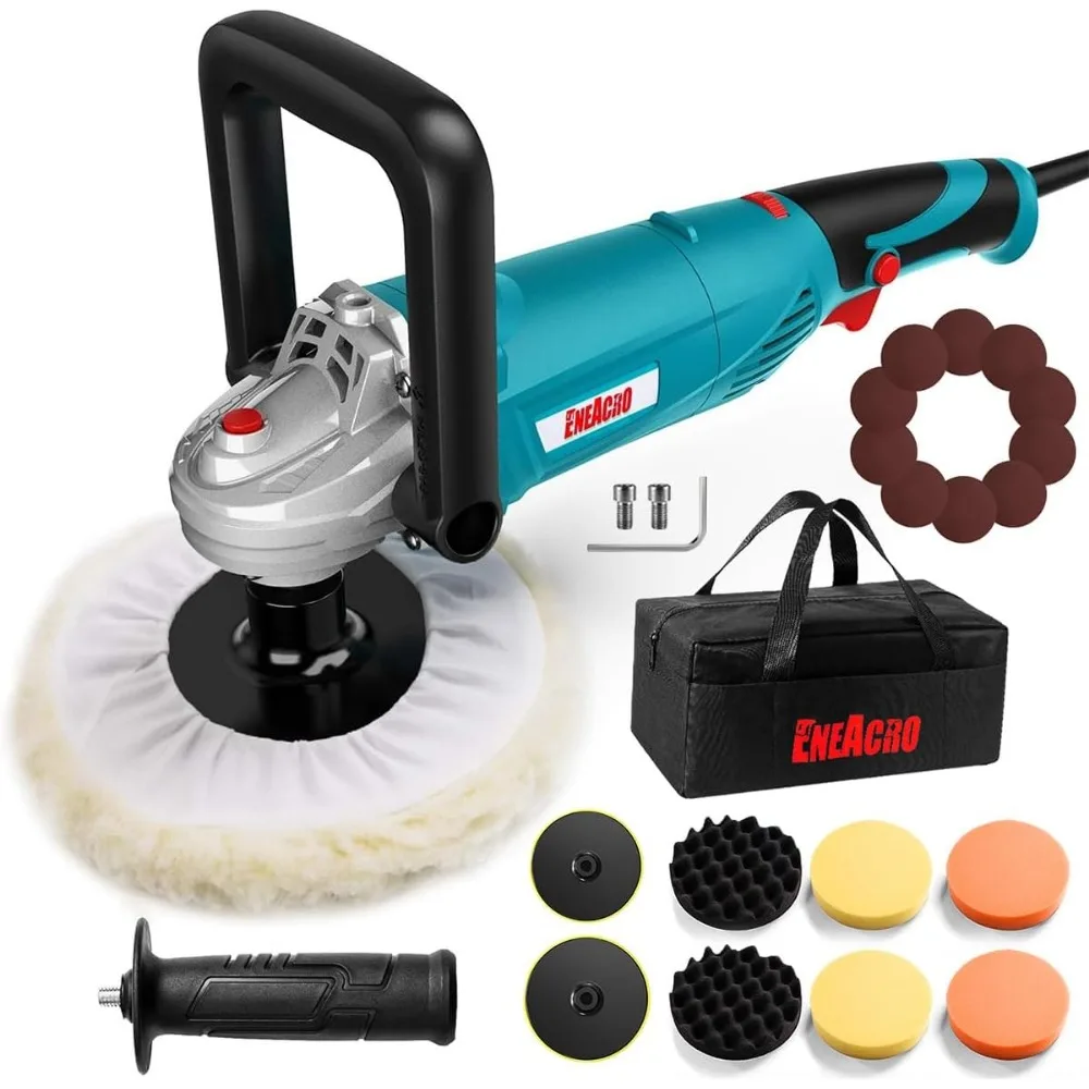 

1600W Rotary Car Buffer Polisher Waxer, 7-inch/6-inch Variable Speed 1500-3500RPM, Detachable Handle for Boat & Car
