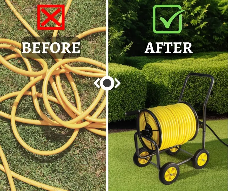 ガーデンホースリールカート、頑丈なスチール製リール（ホイール付き）、屋外、裏庭、芝生用のガーデンホースホルダー、移動式ガーデンカート