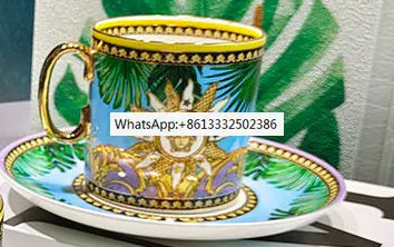 Family Coffee Cup Saucer Lovers Cup Set Cup Golden Head Creative Personality Gift Box