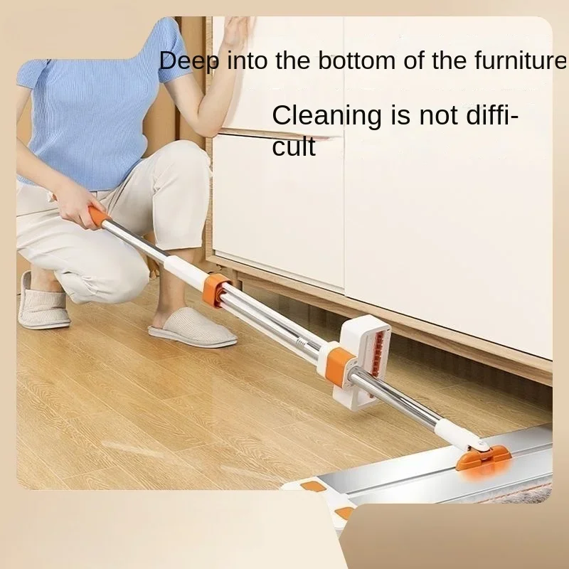 60cm Large Lazy Mop Hand-Free Flat Mop Household Mopping Gadget Mop Wooden Floor Aluminum Alloy