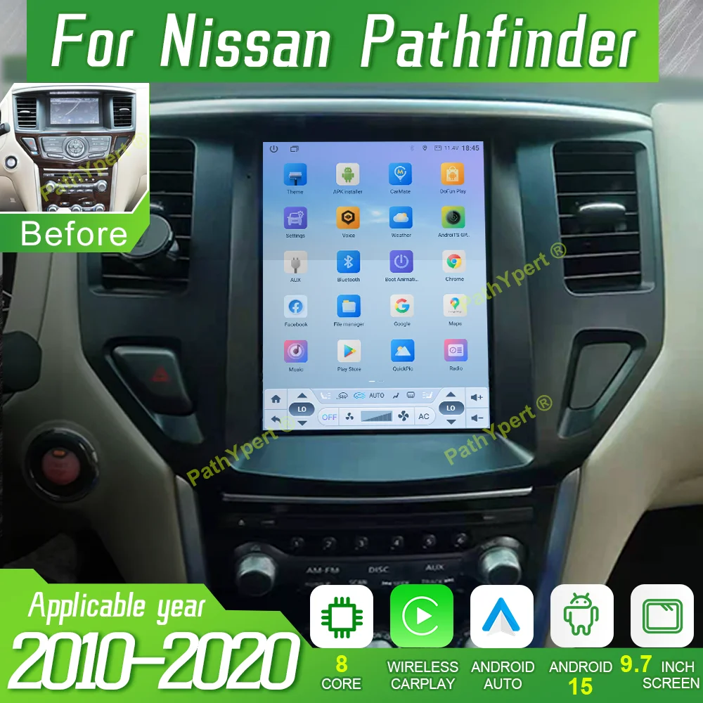 

9.7"Android 15 For Nissan Pathfinder 2010-2020 Car Intelligent Systems 2Din Radio Wireless Carplay Auto GPS Navigation BT Stereo