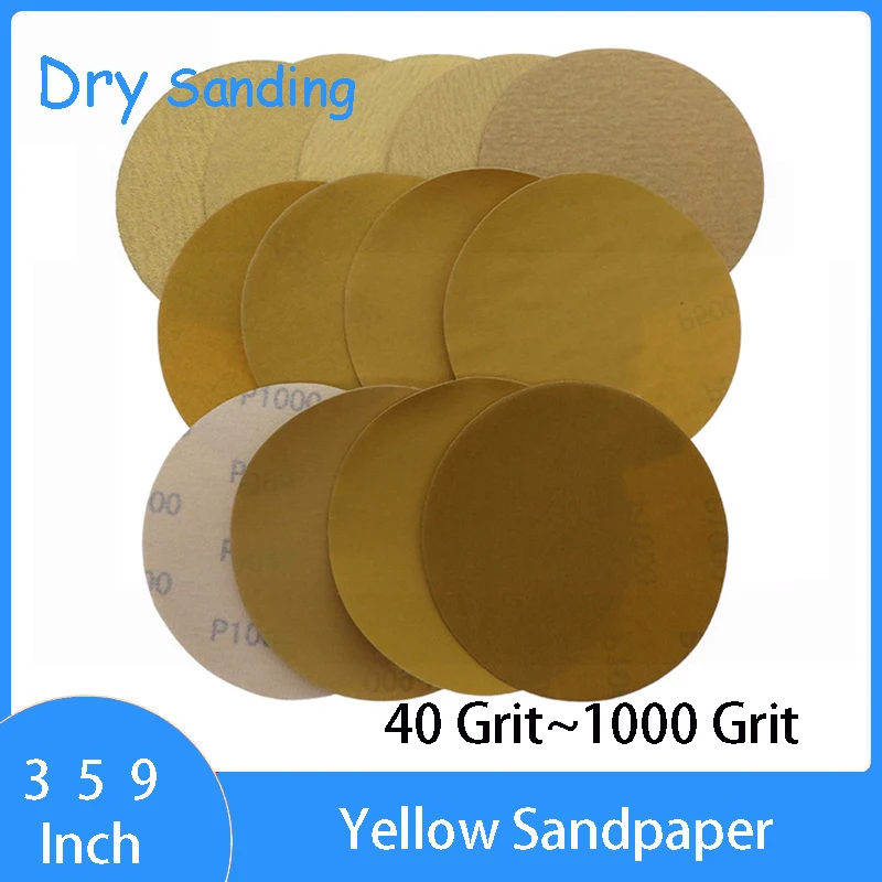 

3 5 9Inch 75~225MM Dry Sand PaperAluminium Oxide 40 to 1000 Grits Hook Loop Sandpaper Sanding Disc for Metal & Automotive Wood