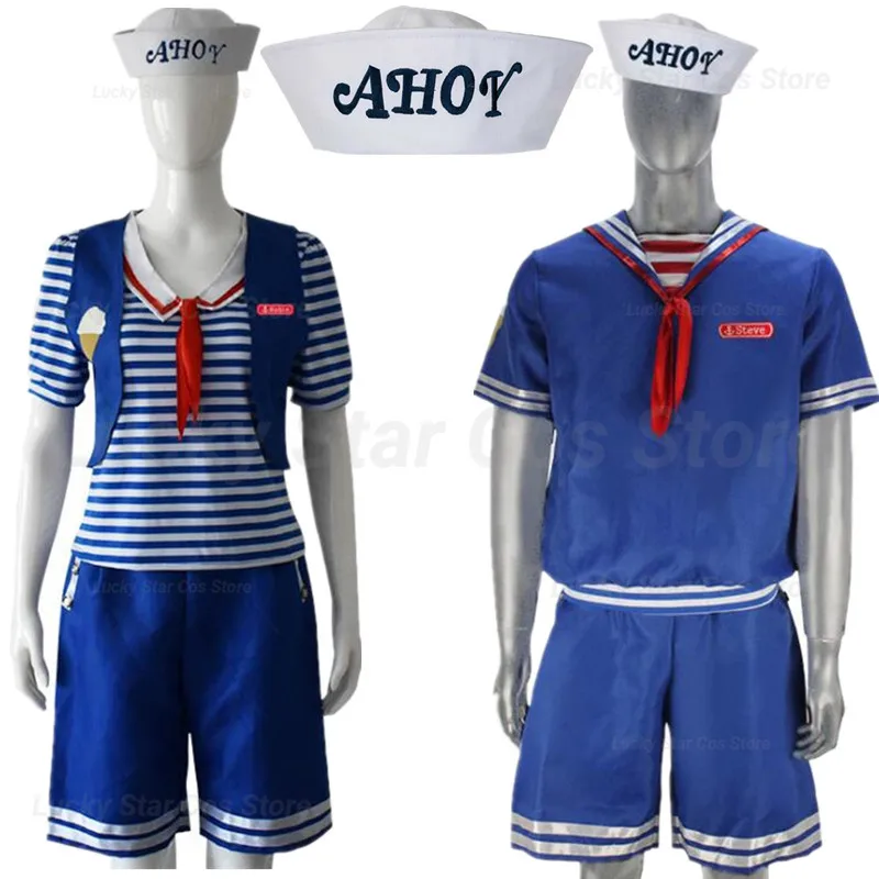

2026 new Men&Womens Robin/Steve Scoops Ahoy Costume Cosplay Uniforms Navy Halloween Costume Uniform Fancy Dress