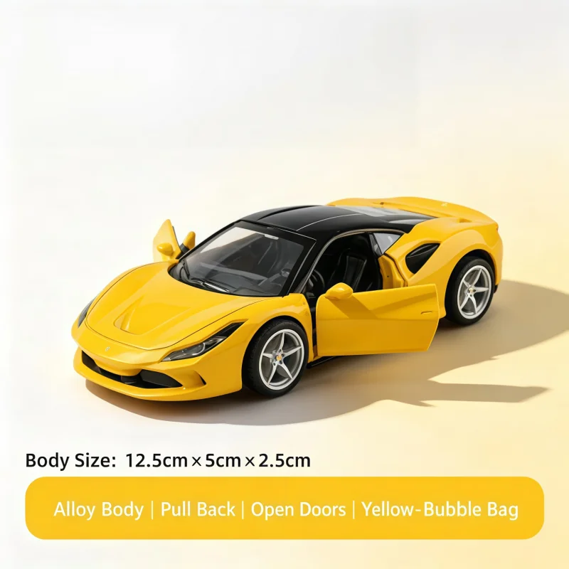 Bag-packed 1/36 scale die-casting supercar model, return force function, door design, simulated alloy car toy, holiday gift view 6