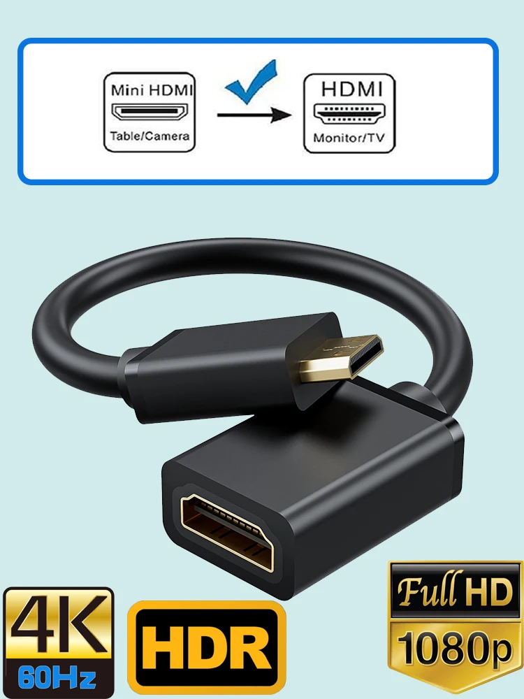 Mini-HDMI-Kabel 4K 60Hz HDmatters HDMI 2.0 Mini-HDMI zu HDMI Kabeladapter Konverter für Tablet Camcorder Laptop DSLR