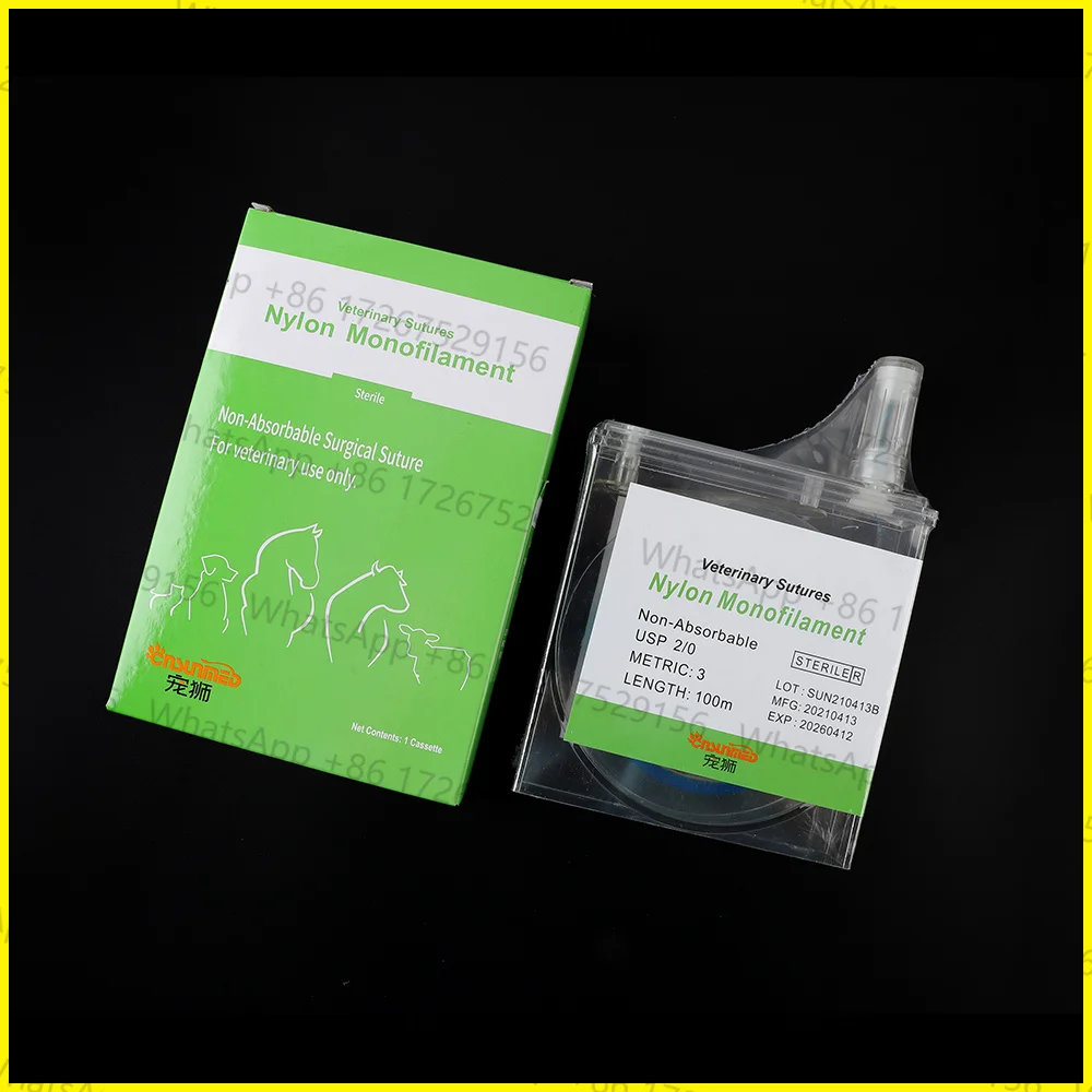 Applicable to100m Pet Dog Canine Feline Animal Nylon Suture Thread Monoflation Blue Sterile Non Absorbable Pull-out Clinic Hospi