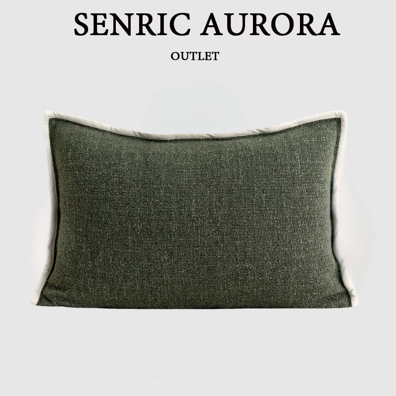 Design Luxury Cushion Cover 30x50 40x60cm Large Lumbar Pillowcase With Grass Green Edging For Home Hotel Bed Living Room Sofa