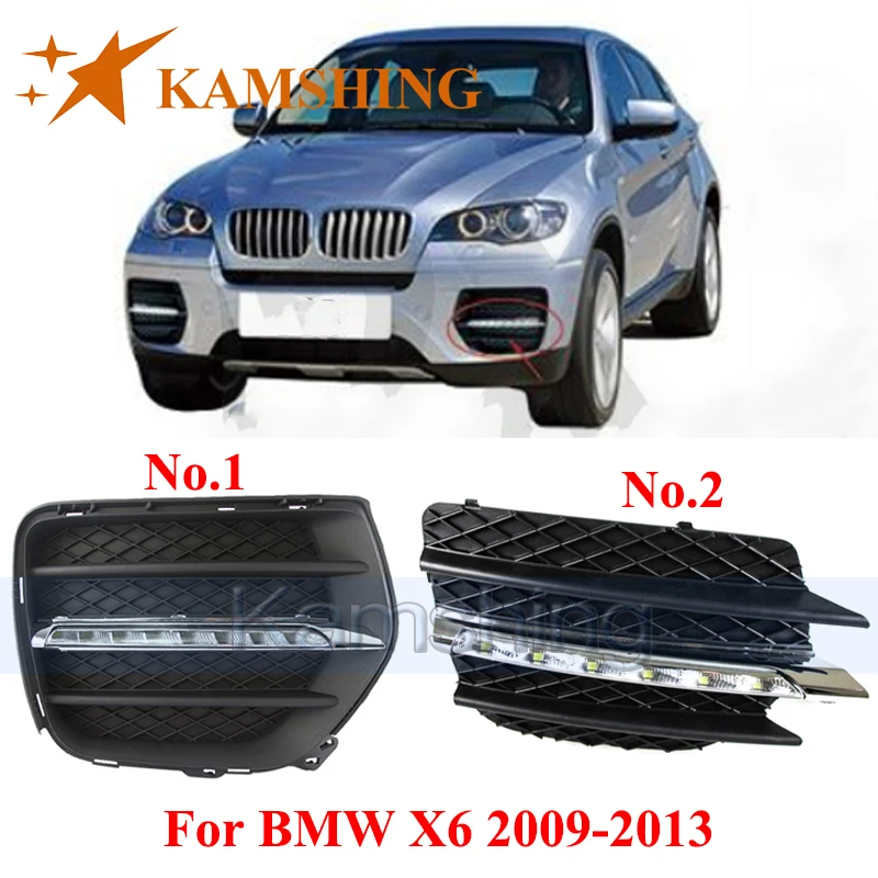 CAPQX 1pair Daytime Running Light For BMW X6 2009-2013 DRL Day Light Foglamp Frame Modifying Front Bumper Daytime Running Lamp
