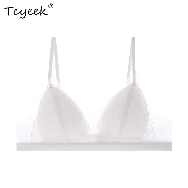 

Tcyeek, Lining 100%Real Silk Wire Free Bra, Women Small Chest Sexy, Comfortable Lace Thin Underwear, 2024 Summer New, P43376QM