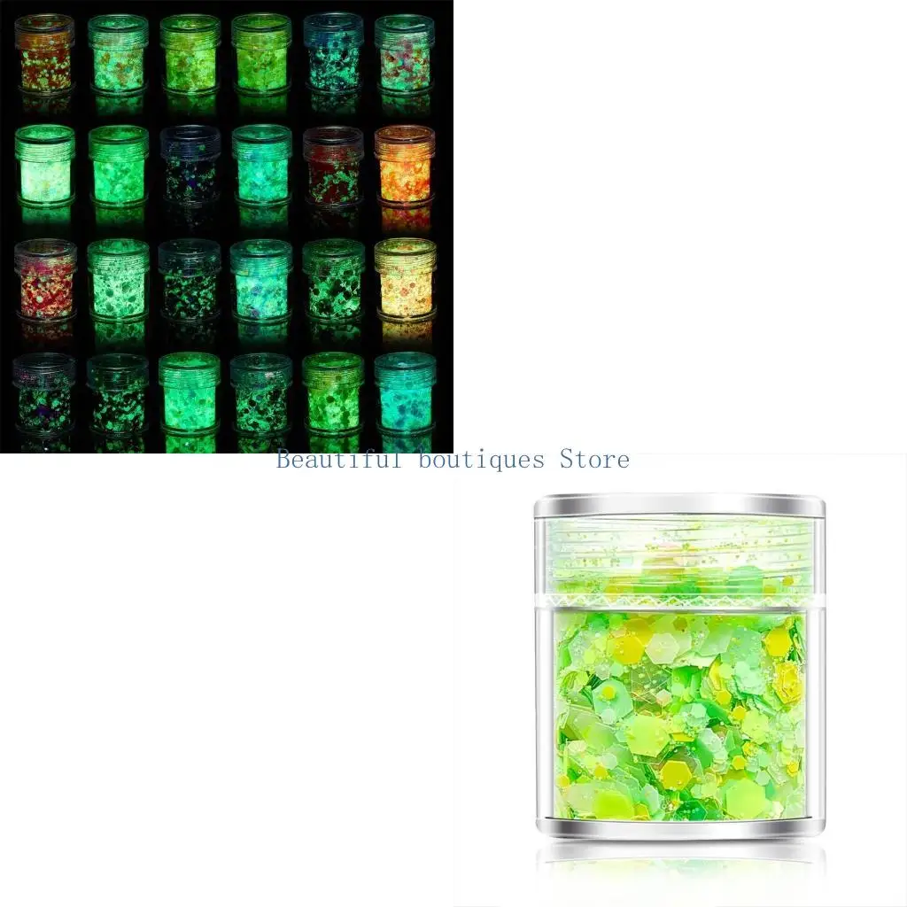 U4LF 18/24 Color Glitter Powder Sequins Luminous Chunky Glitter Sequins for Resin Crafts Filler Art Decor