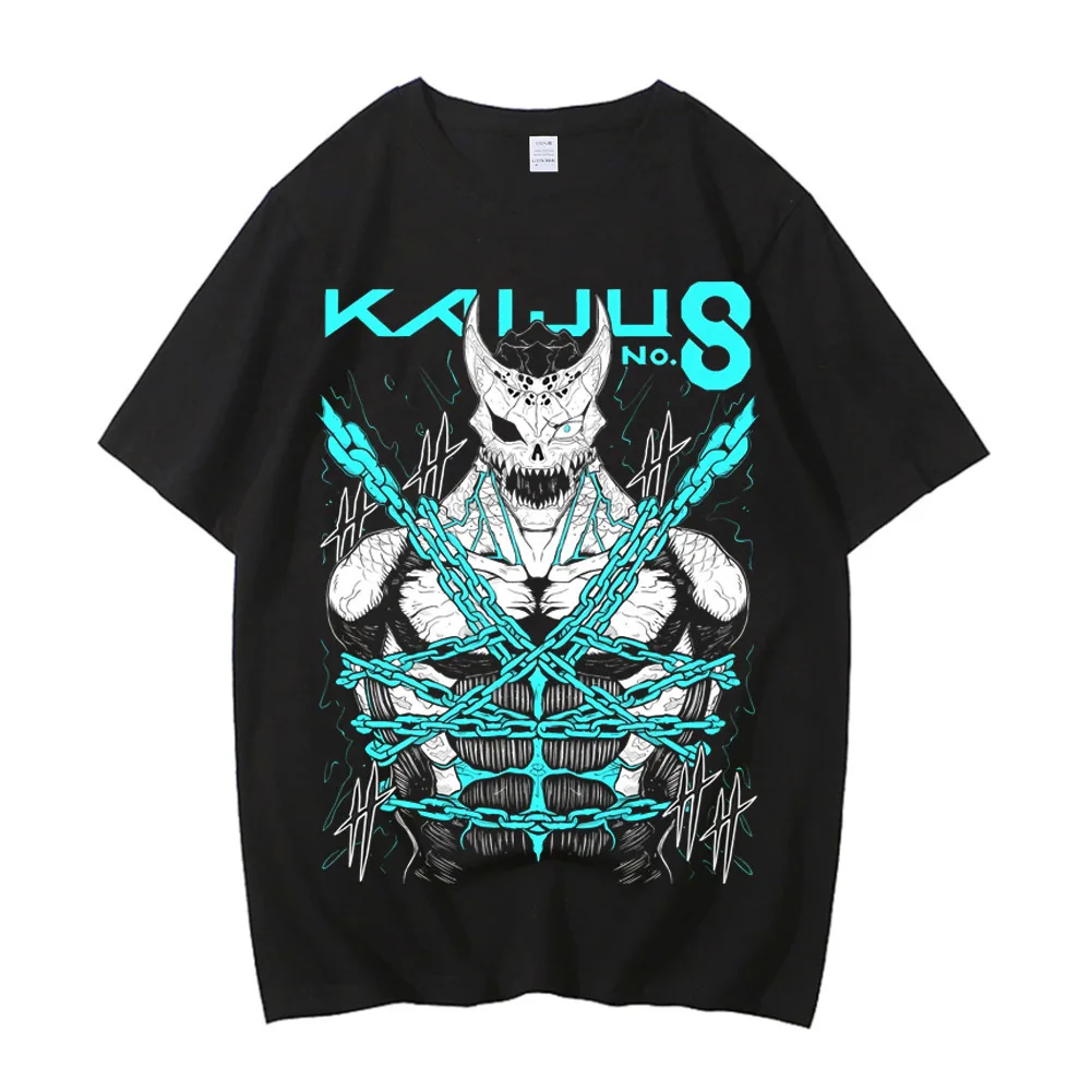 Kaiju No 8 cotton tshirt men harajuku  Grunge kawaii aesthetic Psychedelic t-shirt korean clothes Y2k Pastel kawaii Grunge 80s