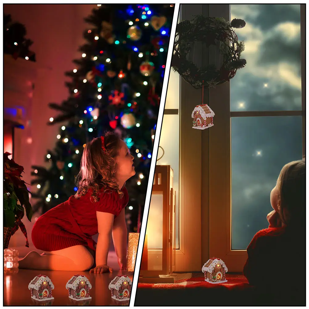 

1Pcs Resin Christmas Mini Luminous House Decor Creative Desktop Ornament Xmas Party Festival Gift Mini House Decor