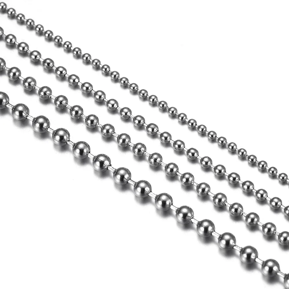 Stainless Steel Finished Chains Necklace Ball Chain with Findings Bundle Steel Jewelry Bead Necklaces Men Accessories 1.6-3mm