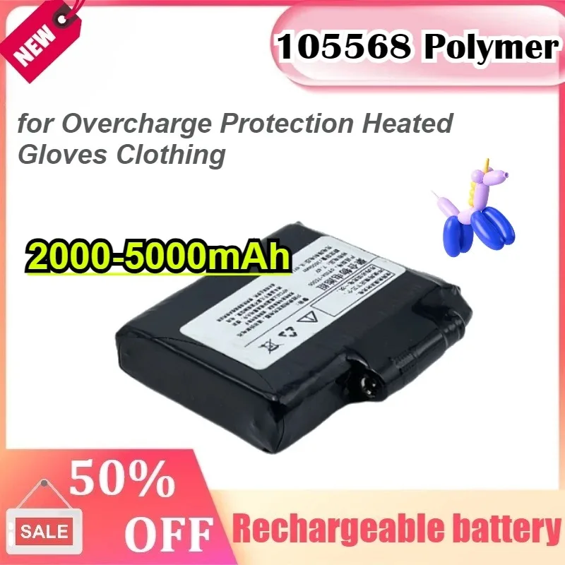 

7.4V 5000mAh 18650 654060 755060 105565 Rechargeable Polymer Lithium Battery for Overcharge Protection Heated Gloves/Clothing