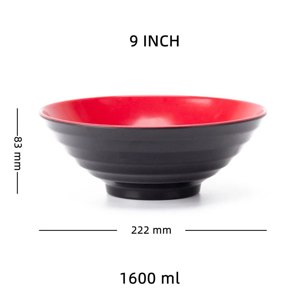 Melamine Porcelain Imitation Black Red Single-sided Threaded Beef Lamian Noodles Bowl Spicy Hot Pot Soup Bowl Canteen Tableware