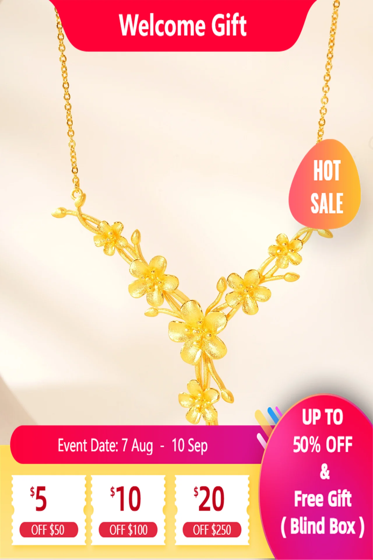 

Lium Gems Elegant Floral Jewelry for Women/Brides/Bridesmaids 24k Gold Vermeil 925 Silver for Wedding Prom Party Bridal Necklace