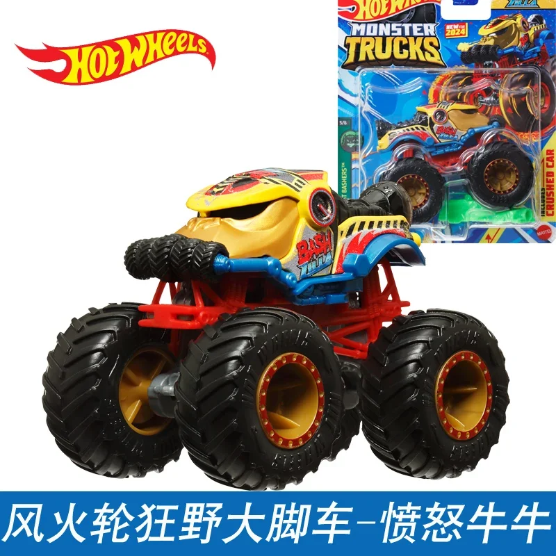 Official Hot Wheels Monster Trucks Car Boys Toys 1/64 Diecast Rhinomite Gunster Snake Bite Humvee Bone Shaker Model Birhday Gift