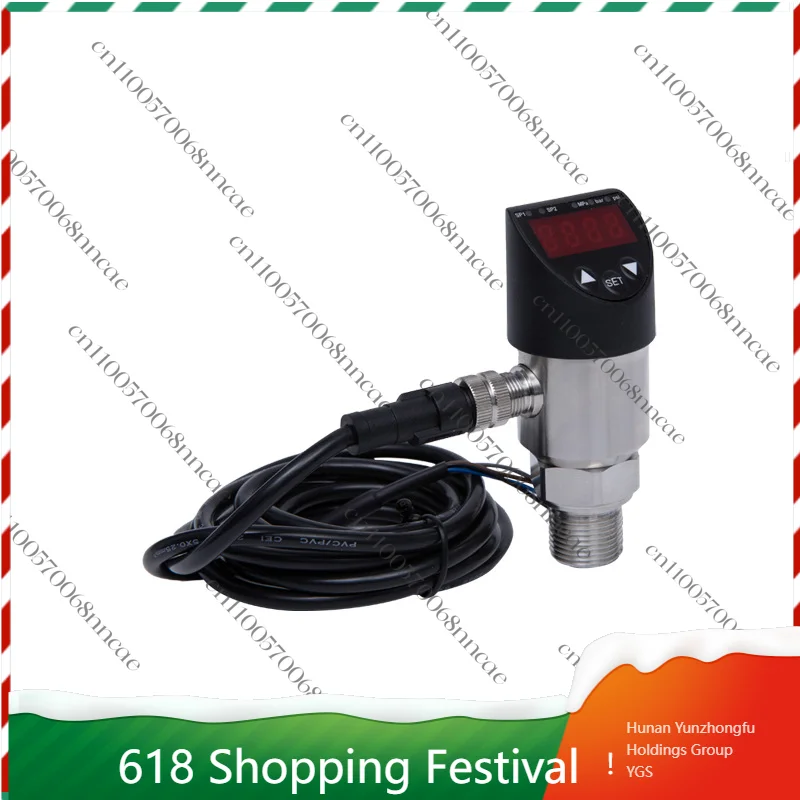 Intelligent Digital Display Pressure Switch, NPN/PNP/4-20mA Selectable Bevel Type Sensor for Liquid Level & Temperature