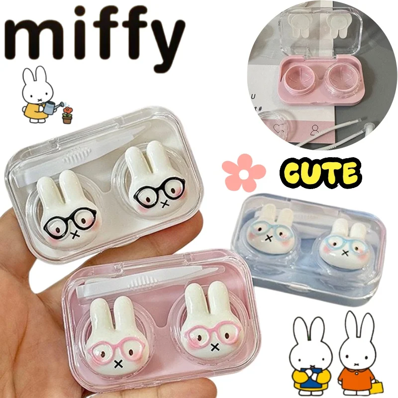 

Коробка для контактных линз Miffy: мультяшная, милая, изысканная и удобная, с поворотной крышкой, цельная, улучшенная, для студентов, для косметических линз
