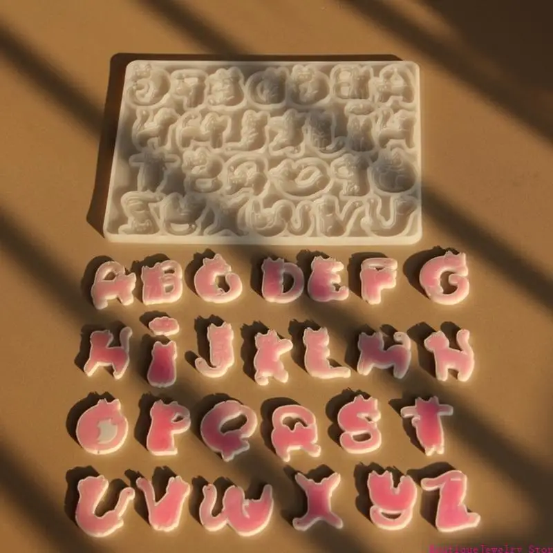 E1PE Silicone Jewelry Part Mold for Cats Letter Pendant Charm Creation Crafting