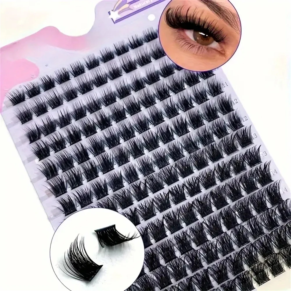 DIY Cluster-Wimpern, 14 Reihen Nerzimitat-Wimpern, D-Roll 9-16mm Gemischte Natürliche Wimpernverlängerungen