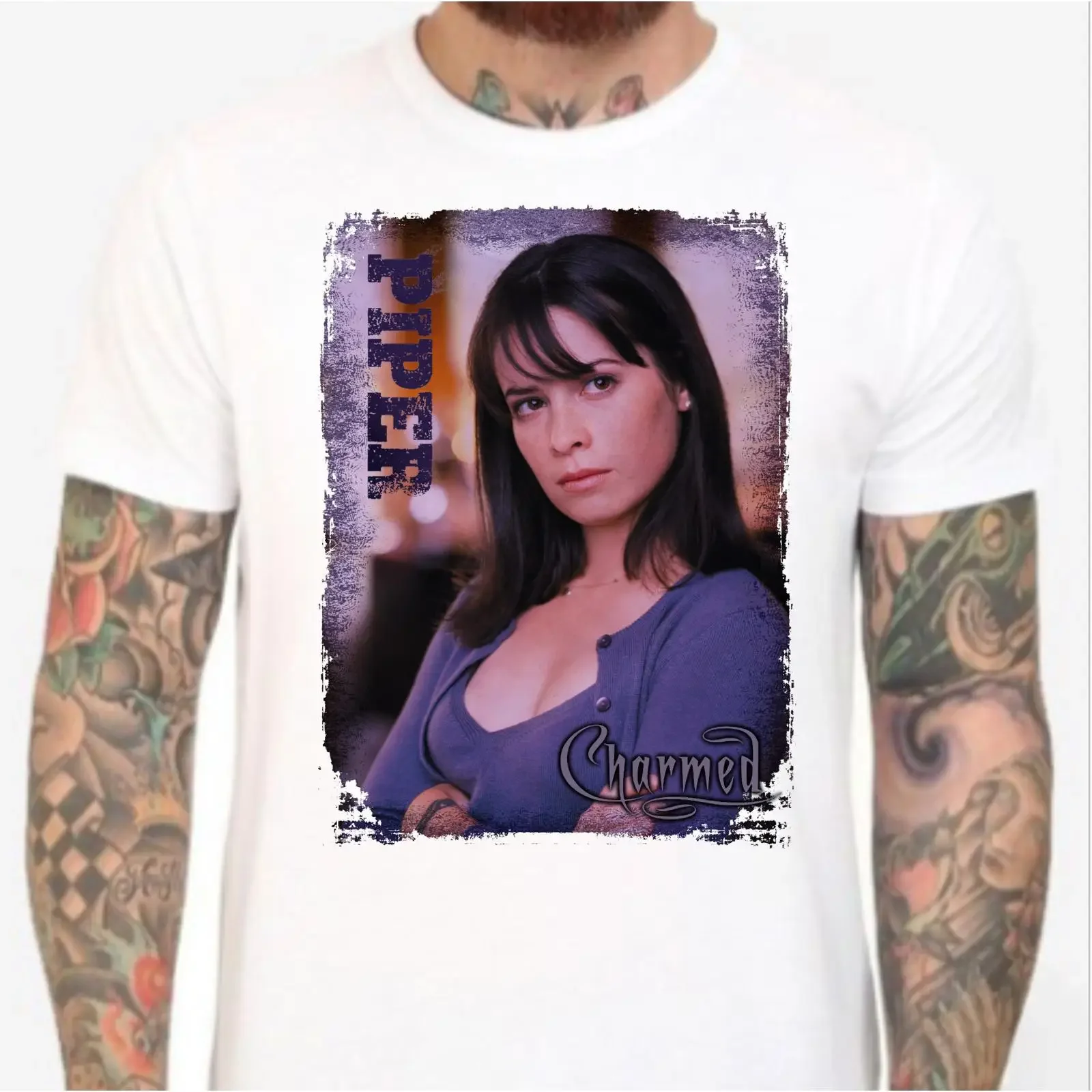 Charmed Holly Marie Combs as Piper White Custom Made T Shirt Men amp 39 s Women all sizes vintage Washed fashion Versatile