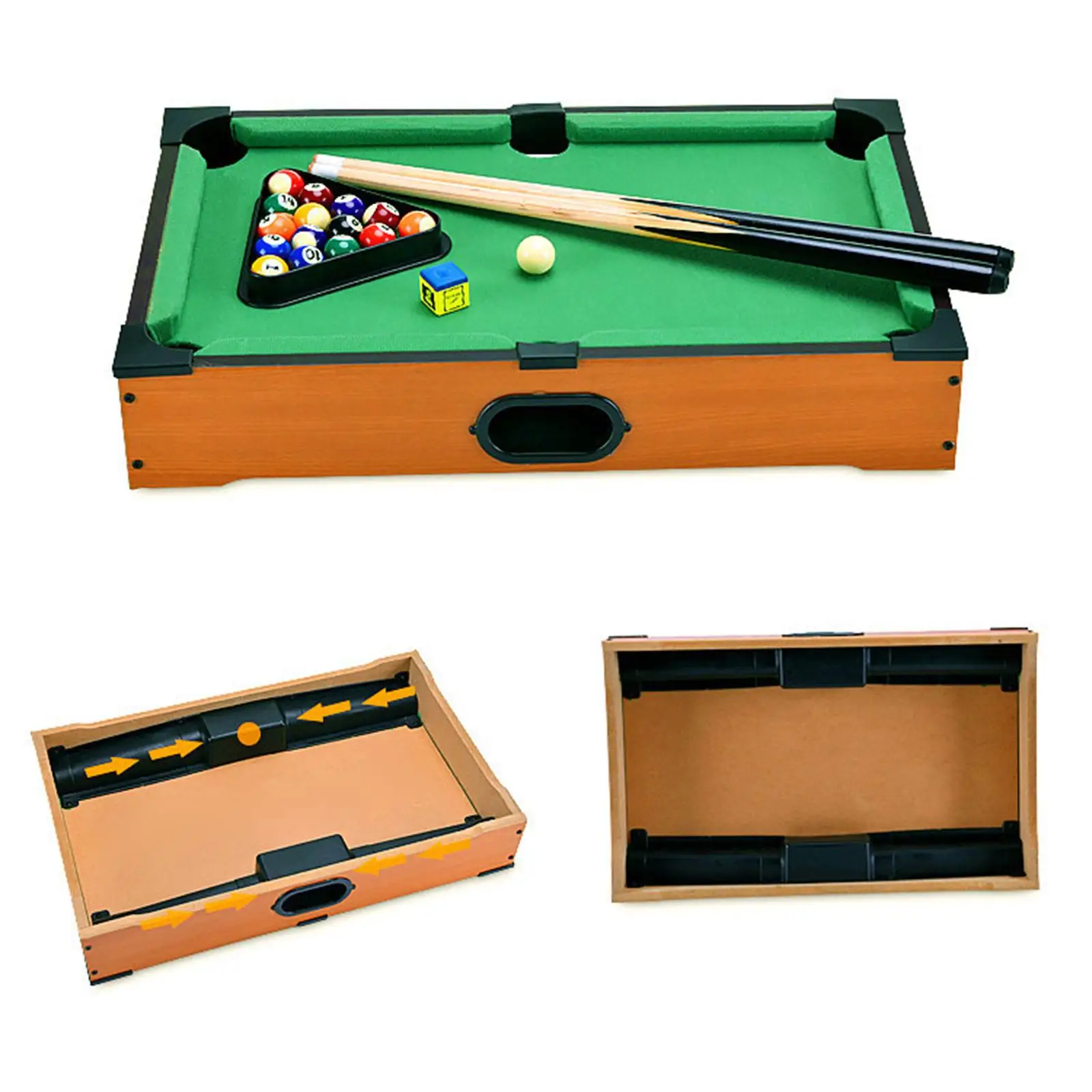 Mini Tabletop Pool Set Snooker Portable Balls Easily Set up Miniature Billiard Game Wooden for Desk Office Playroom Kids Gift