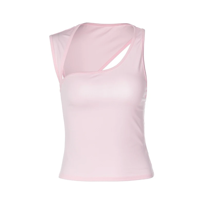 Frühling Einfarbig Elegante Casual Cropped Top Sommer Mode Unregelmäßigen Ausschnitt Ärmellose Slim-fit Weste Casual Täglichen Tanks top