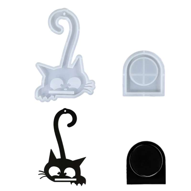 

C1FC Cats Shaped Resin Mould Holder Wall Hanging Mould for DIY Craft Projects