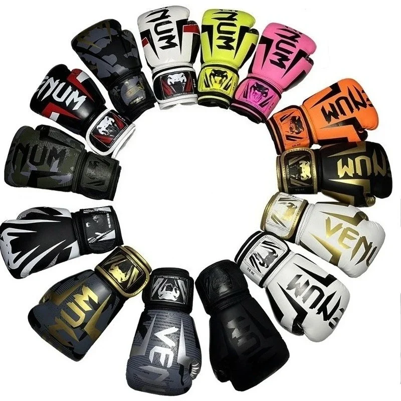 

PU Leather Boxing Gloves for Men Adult Printed MMA Glove Professional Punching Gloves Fitness Handschuhe Muay Thai Equipamento