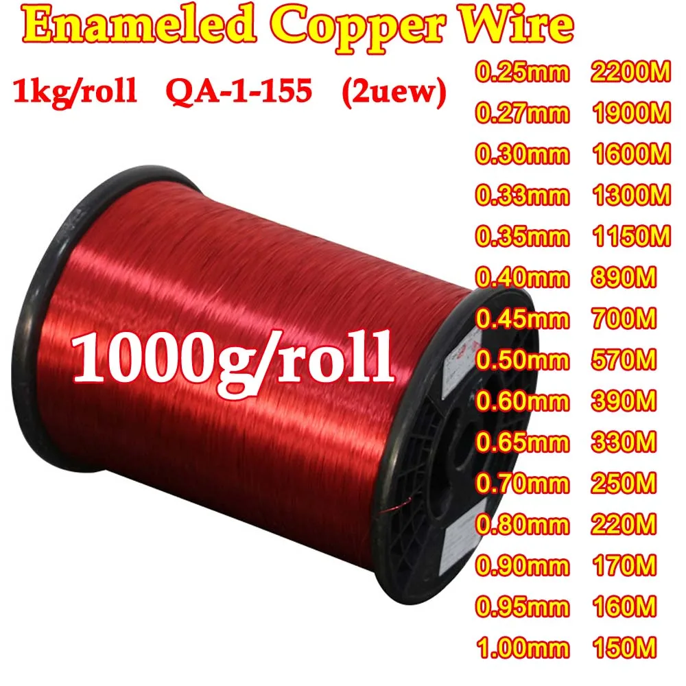 

0.25mm 0.27mm 0.8mm 1.0mm 2UEW copper wire Magnet Wire Enameled Copper Winding wire Coil Copper Wire Winding wire Weight 1000g