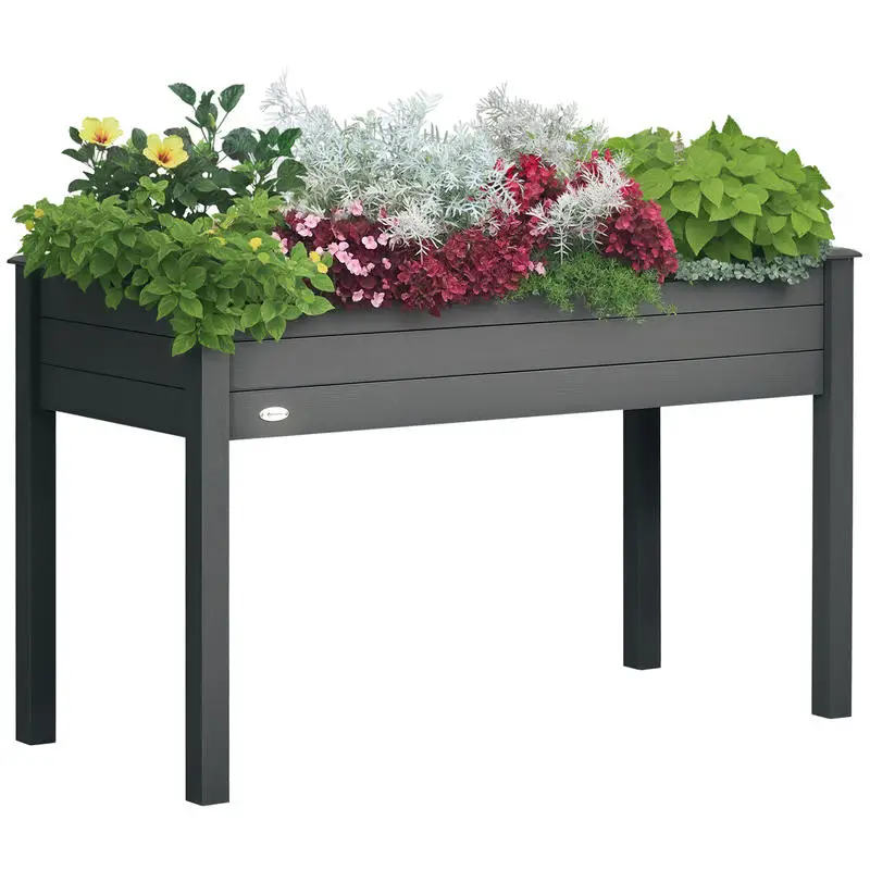 Jardinière sur pieds potager dim. Inserts d'irrigation 123L x 57L x 76H cm + Feutre de drainage en bois massif de sapin