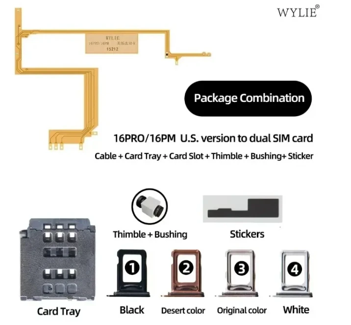 WYLIE NEW Podwójny kabel karty do pojedynczej karty dla serii IP14/15/16 eSIM do SIM Nie wymaga separacji Nie uszkadza elastycznej części
