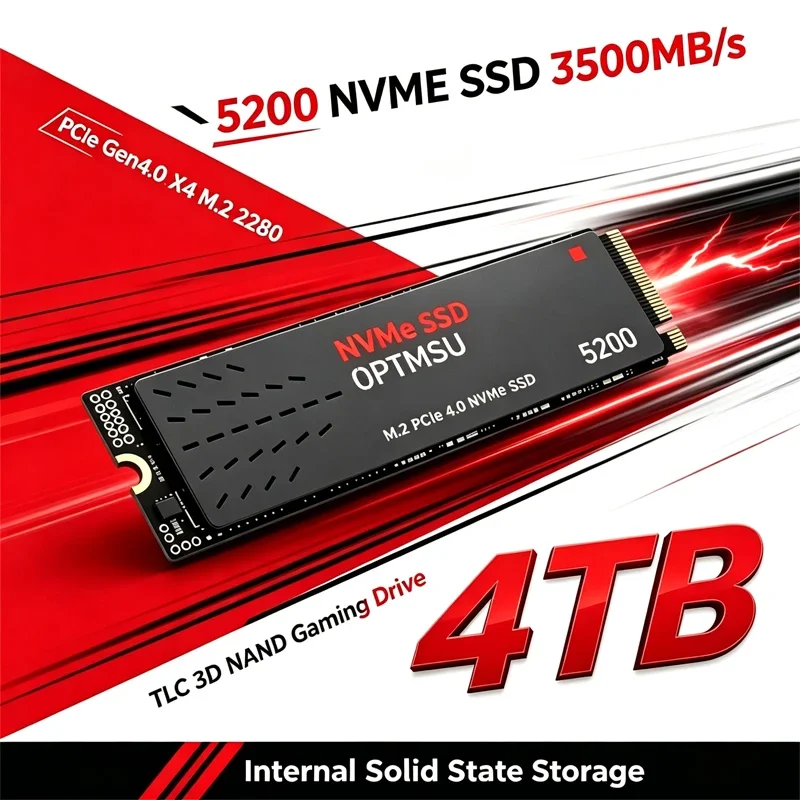 SSD NVMe PCIe Gen4.0 X4 M.2 2280, até 3500 MB/s, TLC 3D NAND, unidade de estado sólido interna, 500 GB, 1 TB, 2 TB, 4 TB, para computadores de mesa e jogos.