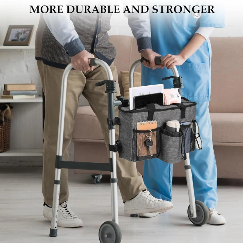 Foldable Walker Accessories With Cup Holder & Organizer Pouch