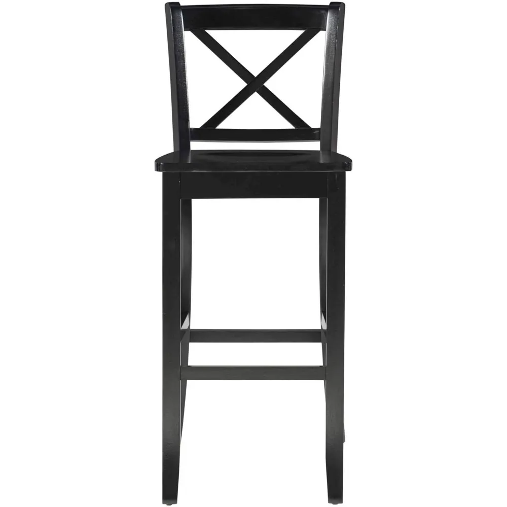 ブラック X-バック バースツール、シート高さ 30 インチ、幅 16.5 インチ x 奥行き 18 インチ x 高さ 43 インチ