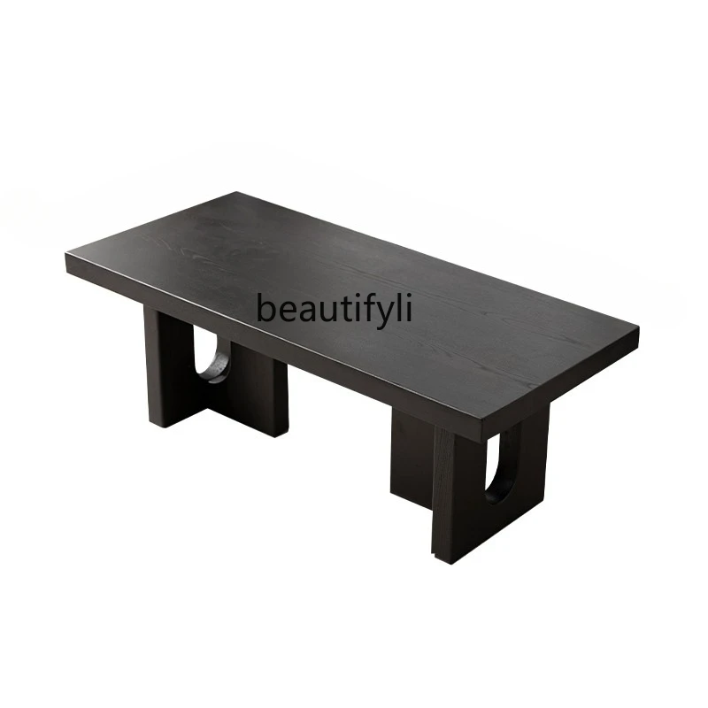 

Yuji Style Carbonized Black Tea Table Low Table Antique Style Tea Table Japanese Style Bay Window Table Tea Table