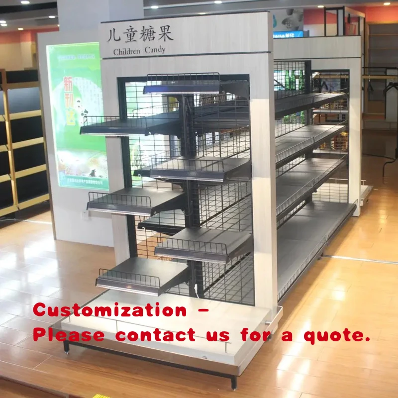 Estantería de malla metálica personalizada para supermercado, estantería de exhibición, estantería de separación y góndola de venta.