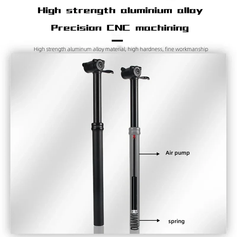 RIRO Bicycle Air Lift Seat Tube 31.6mm MTB Suspension Seatpost Adjustment Mountain Bike Telescopic Shock Absorber Seat Post 30.9